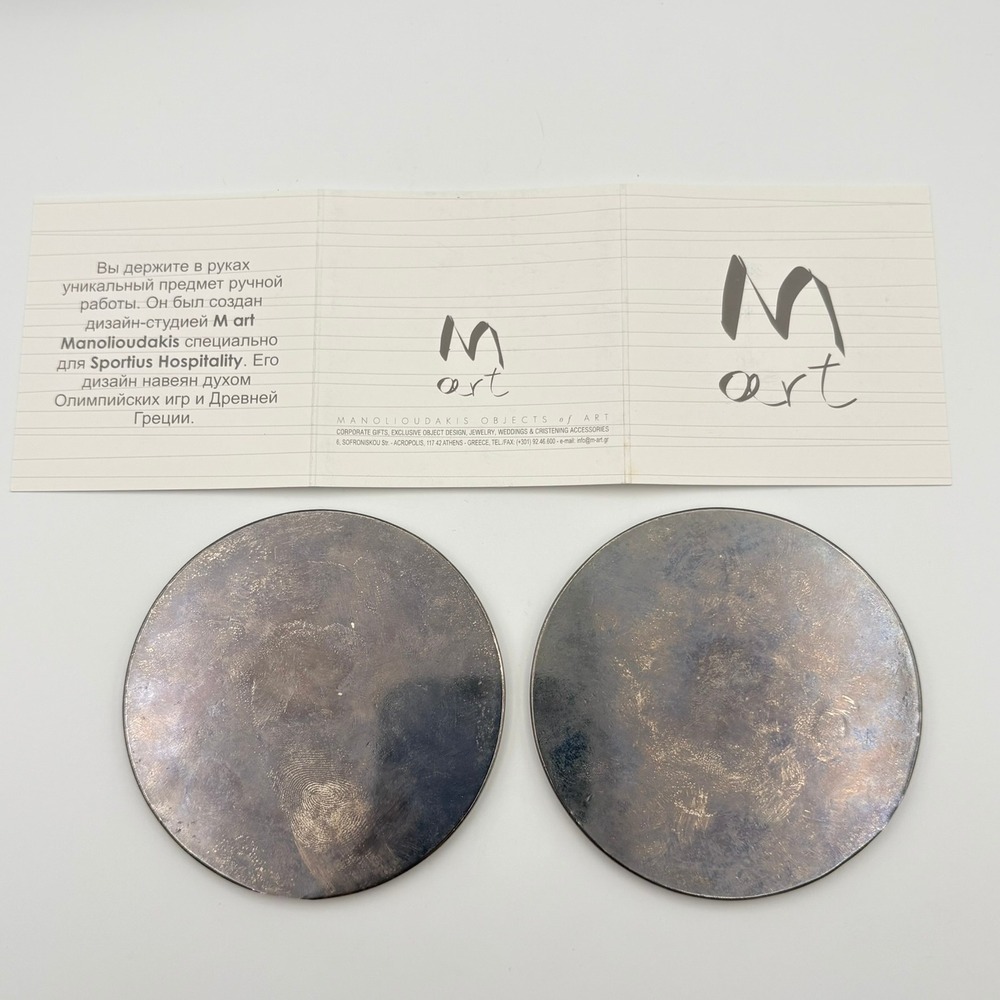 2004 Athens Olympics Sportius Hospitality Medallion Pair COA M Art Manolioudakis - Picture 2 of 4